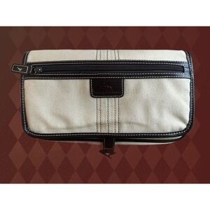 Tommy Bahama Mens Hanging Toiletry Bag Canvas Travel Dopp Kit Cream Brown